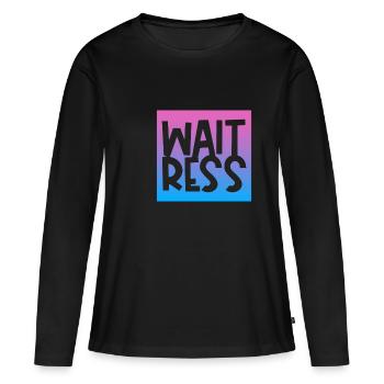 Serveuse au bar du restaurant - T-shirt manches longues Premium bio Femme - noir - Devant - Julia (174cm)