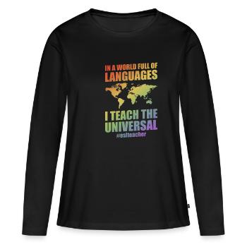 Enseignant d’anglais langue seconde |Langue anglaise |Pour les enseignants d’anglais langue seconde - T-shirt manches longues Premium bio Femme - noir - Devant - Julia (174cm)