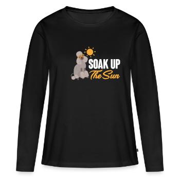 Profitez du soleil ! Bain de soleil en été - T-shirt manches longues Premium bio Femme - noir - Devant - Julia (174cm)