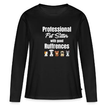Pet sitter professionnel avec de bonnes fioritures - T-shirt manches longues Premium bio Femme - noir - Devant - Julia (174cm)