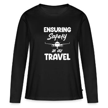 Assurer la sécurité du trafic aérien - T-shirt manches longues Premium bio Femme - noir - Devant - Julia (174cm)