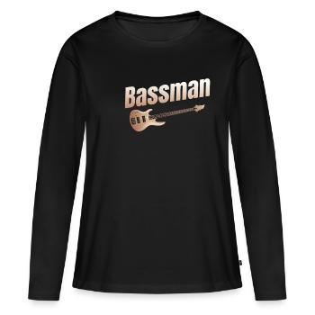 Bassiste, Drôle de bassiste, Guitariste, Metalcore - T-shirt manches longues Premium bio Femme - noir - Devant - Julia (174cm)