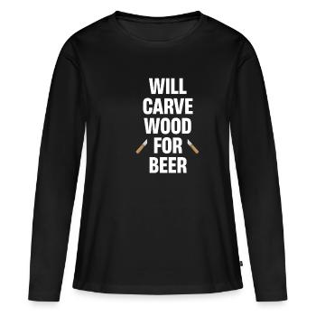 Wird Holz Für Bierschnitzer Schnitzen Handwerker - Frauen Premium Bio Langarmshirt - Schwarz - Vorne - Julia (174cm)