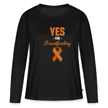 Oui pour l’allaitement, le soutien à la conscience, - T-shirt manches longues Premium bio Femme - noir - Devant - Julia (174cm)
