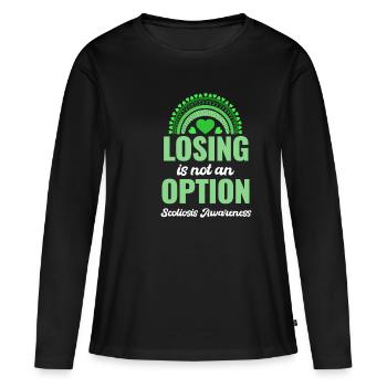 Verlieren Ist Keine Option Skoliose-bewusstsein - Frauen Premium Bio Langarmshirt - Schwarz - Vorne - Julia (174cm)