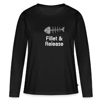 Filleting & Releasing Fish Seller Fisherman - Women's Premium Organic Long Sleeve Shirt - black - Front - Julia (174cm)
