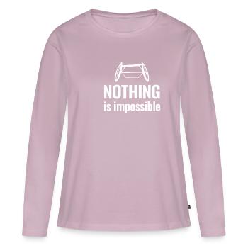 Rien n’est impossible Parasport Handicap - T-shirt manches longues Premium bio Femme - rose poudré - Devant - Julia (174cm)