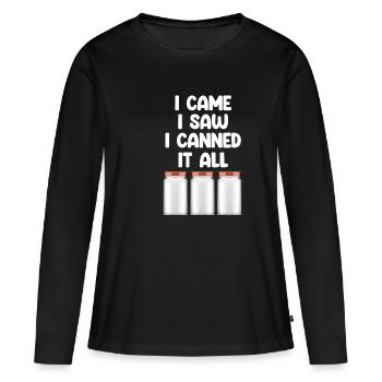 Je suis venu, j’ai vu que j’avais tout mis en conserve pour - T-shirt manches longues Premium bio Femme - noir - Devant - Julia (174cm)