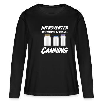 Introverti, mais prêt à parler de la - T-shirt manches longues Premium bio Femme - noir - Devant - Julia (174cm)