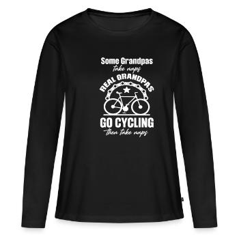 Certains papys font la sieste, de vrais papys - T-shirt manches longues Premium bio Femme - noir - Devant - Julia (174cm)