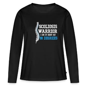 Skoliose-krieger Ich Mache Es Am Besten Bei Einem - Frauen Premium Bio Langarmshirt - Schwarz - Vorne - Julia (174cm)