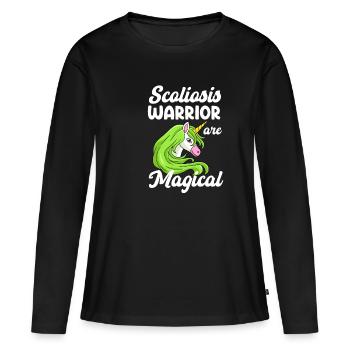 Skoliose-krieger Sind Ein Medikament Gegen - Frauen Premium Bio Langarmshirt - Schwarz - Vorne - Julia (174cm)
