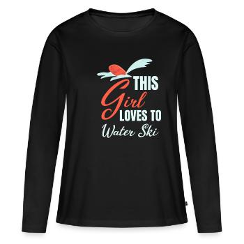 Cette fille aime faire du ski nautique jet ski - T-shirt manches longues Premium bio Femme - noir - Devant - Julia (174cm)