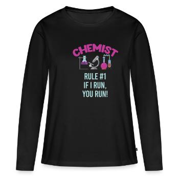 Règle d’apothicaire #1 Quand je cours, tu cours ! - T-shirt manches longues Premium bio Femme - noir - Devant - Julia (174cm)
