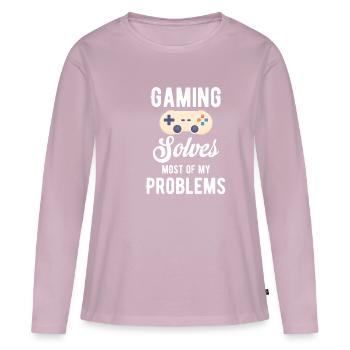 Gaming Löst Die Meisten Meiner Probleme. Lustiger - Frauen Premium Bio Langarmshirt - Altrosa - Vorne - Julia (174cm)