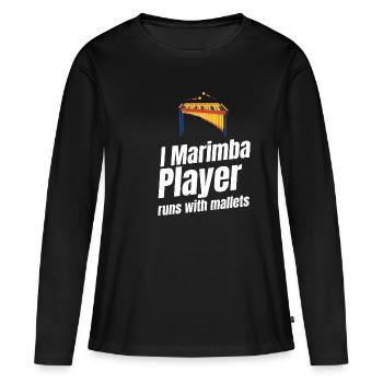 I Joueur de Marimba courant avec des maillets Orchestre - T-shirt manches longues Premium bio Femme - noir - Devant - Julia (174cm)
