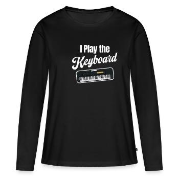 Je joue la valse au clavier, claviériste, - T-shirt manches longues Premium bio Femme - noir - Devant - Julia (174cm)