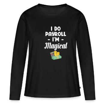 Salaire et traitement Je fais de la paie - T-shirt manches longues Premium bio Femme - noir - Devant - Julia (174cm)