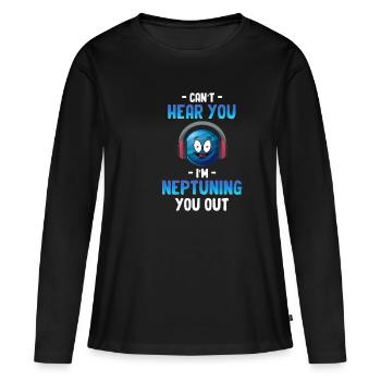 Je ne t’entends pas, je suis Neptune, toi - T-shirt manches longues Premium bio Femme - noir - Devant - Julia (174cm)