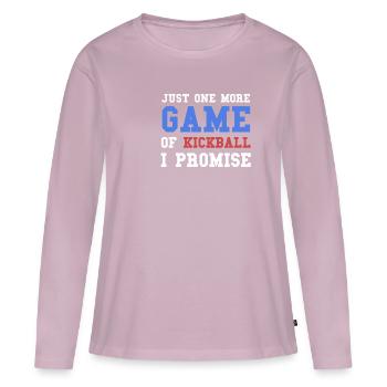 Encore une partie de kickball, je vous le promets. - T-shirt manches longues Premium bio Femme - rose poudré - Devant - Julia (174cm)