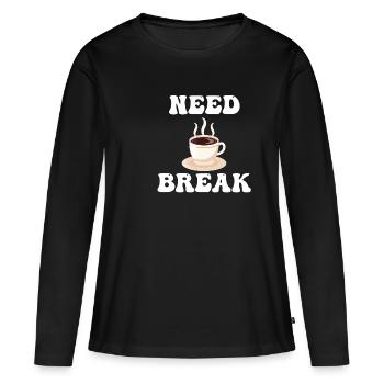 Besoin d’une pause Pause café Cafecito - T-shirt manches longues Premium bio Femme - noir - Devant - Julia (174cm)