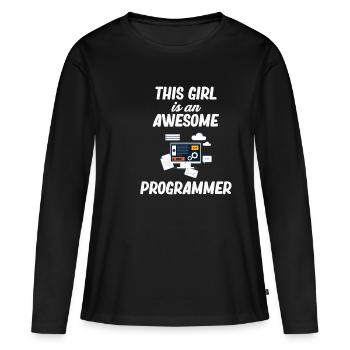 Cette fille est une fantastique - T-shirt manches longues Premium bio Femme - noir - Devant - Julia (174cm)