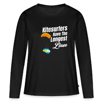 Kitesurfer Haben Das Längste Segelbrett Windiges - Frauen Premium Bio Langarmshirt - Schwarz - Vorne - Julia (174cm)