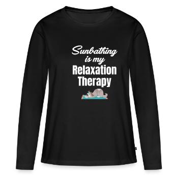 Les bains de soleil sont ma thérapie de relaxation - T-shirt manches longues Premium bio Femme - noir - Devant - Julia (174cm)