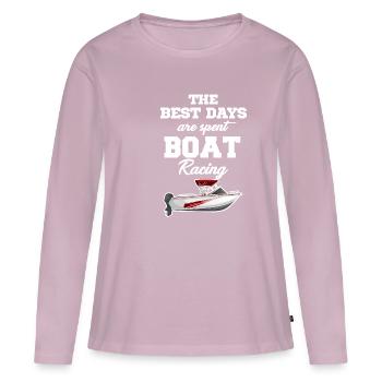 Les meilleurs jours sont passés avec des courses de bateaux, - T-shirt manches longues Premium bio Femme - rose poudré - Devant - Julia (174cm)