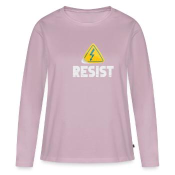 Résister à l'ingénieur électricien physicien électricien - T-shirt manches longues Premium bio Femme - rose poudré - Devant - Julia (174cm)