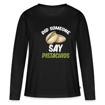 Quelqu’un a-t-il dit glace à la pistache avec des noix au chocolat ? - T-shirt manches longues Premium bio Femme - noir - Devant - Julia (174cm)
