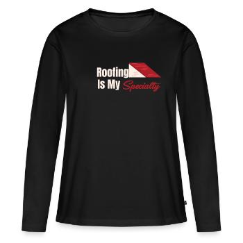 Couvreur est ma spécialité : entrepreneur, - T-shirt manches longues Premium bio Femme - noir - Devant - Julia (174cm)
