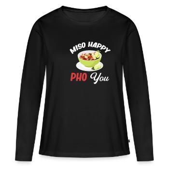 Miso Happy Pho You Cuisine chinoise asiatique - T-shirt manches longues Premium bio Femme - noir - Devant - Julia (174cm)