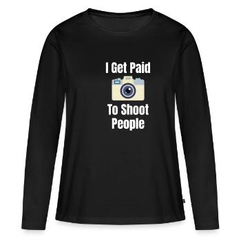 Je suis payé pour photographier les gens. - T-shirt manches longues Premium bio Femme - noir - Devant - Julia (174cm)