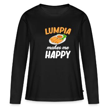 Lumpia me rend heureux Pinoy Shanghai Adobo - T-shirt manches longues Premium bio Femme - noir - Devant - Julia (174cm)