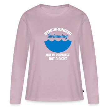 L’air synchronisé Gesc est un privilège, pas un privilège - T-shirt manches longues Premium bio Femme - rose poudré - Devant - Julia (174cm)