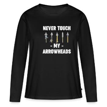 Ne touchez jamais mes pointes de flèches comme - T-shirt manches longues Premium bio Femme - noir - Devant - Julia (174cm)
