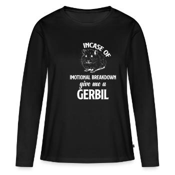 En cas d’un - T-shirt manches longues Premium bio Femme - noir - Devant - Julia (174cm)