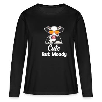 mignon, mais lunatique, drôle, éleveur de vaches, - T-shirt manches longues Premium bio Femme - noir - Devant - Julia (174cm)