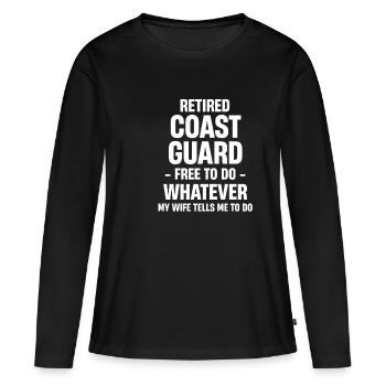 Garde côtière à la retraite qui est libre de faire n’importe quoi - T-shirt manches longues Premium bio Femme - noir - Devant - Julia (174cm)