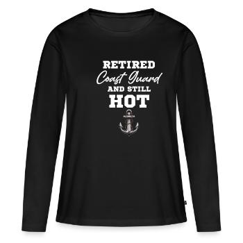 Garde côtière à la retraite et toujours en activité - T-shirt manches longues Premium bio Femme - noir - Devant - Julia (174cm)