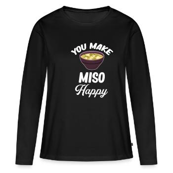 Vous rendez Miso heureux Miso Puns Asiatique Chinois - T-shirt manches longues Premium bio Femme - noir - Devant - Julia (174cm)