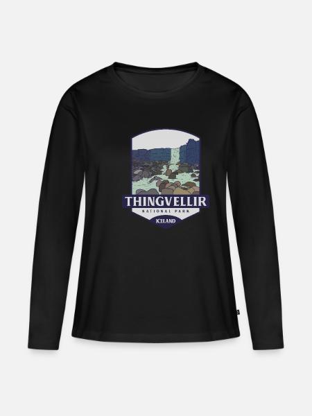 Thingvellir-Nationalpark - Island - Frauen Premium Bio Langarmshirt - Schwarz