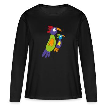 Die lustigen Papageien... - Frauen Premium Bio Langarmshirt - Schwarz - Vorne - Julia (174cm)