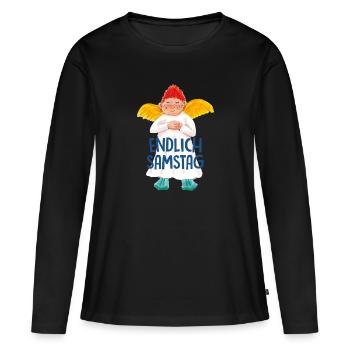 Le Grumeau Déguisé En Ange - T-shirt manches longues Premium bio Femme - noir - Devant - Julia (174cm)