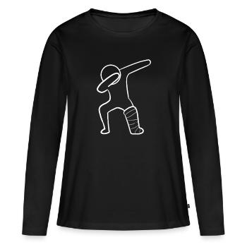 Jambe cassée - T-shirt manches longues Premium bio Femme - noir - Devant - Julia (174cm)