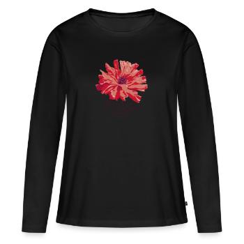 Flowers are a smile from heaven - Frauen Premium Bio Langarmshirt - Schwarz - Vorne - Julia (174cm)