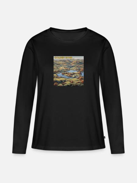 Golden Hour - Frauen Premium Bio Langarmshirt - Schwarz