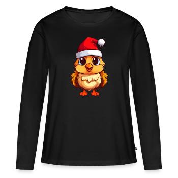 Poussin festif : la joie de Noël en plumage - T-shirt manches longues Premium bio Femme - noir - Devant - Julia (174cm)