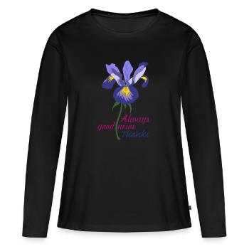 iris anglais - T-shirt manches longues Premium bio Femme - noir - Devant - Julia (174cm)